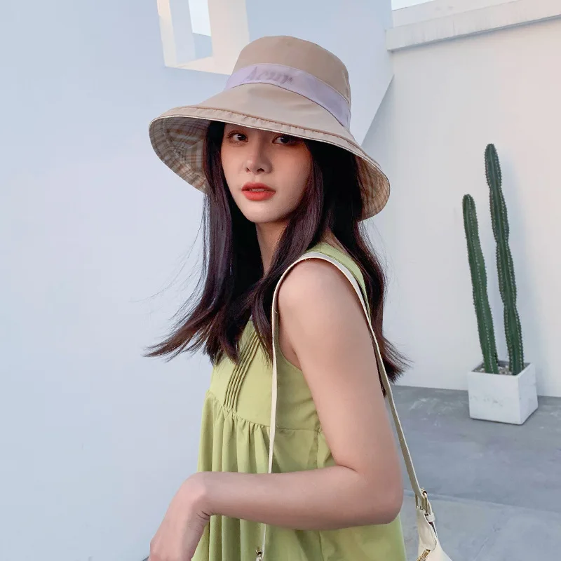 

K209 Bucket Hat Fashion All-match Women's Panama Summer Hat Big Brim Sun Hat bow-knot Fisherman Hat Sun Protection Sun Visor