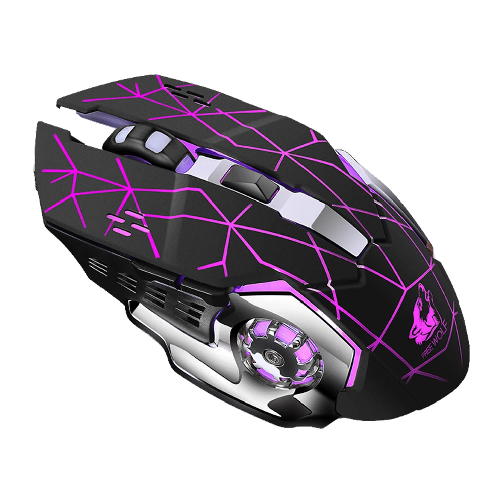 Беспроводная игровая мышь 2 4G 1800DPI с зарядкой бесшумная Механическая подсветкой