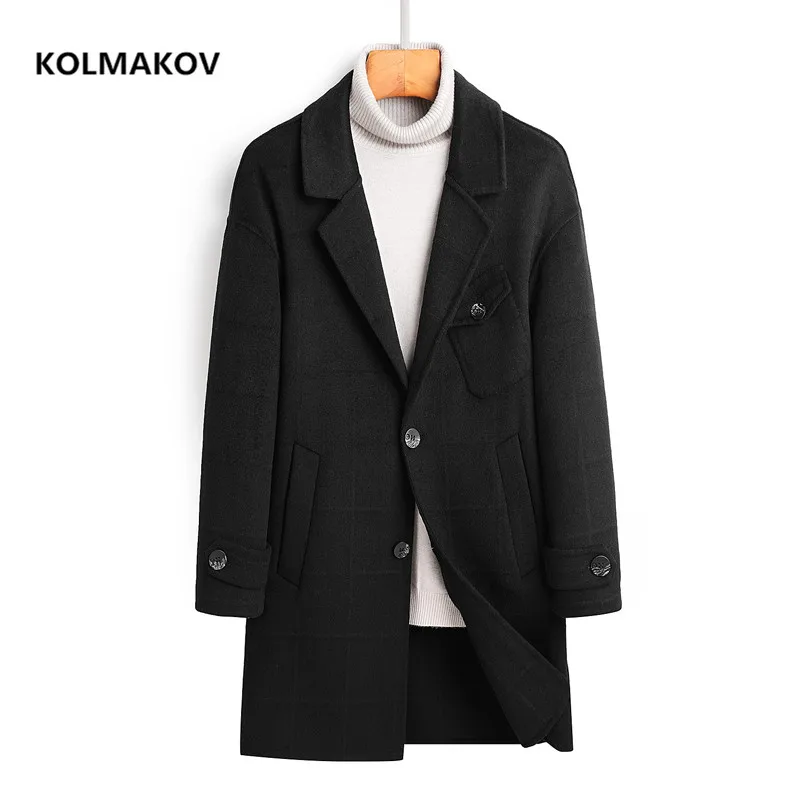 

2021 зимнее модное мужское шерстяное пальто, повседневное теплое шерстяное пальто, высококачественное классическое двухстороннее шерстяное пальто для мужчин