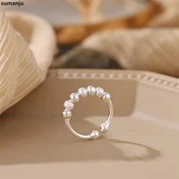 rings personalized fashion hand jewelry transfer beads ring exquisite and simple seven beads frosted beads open ring adjustable