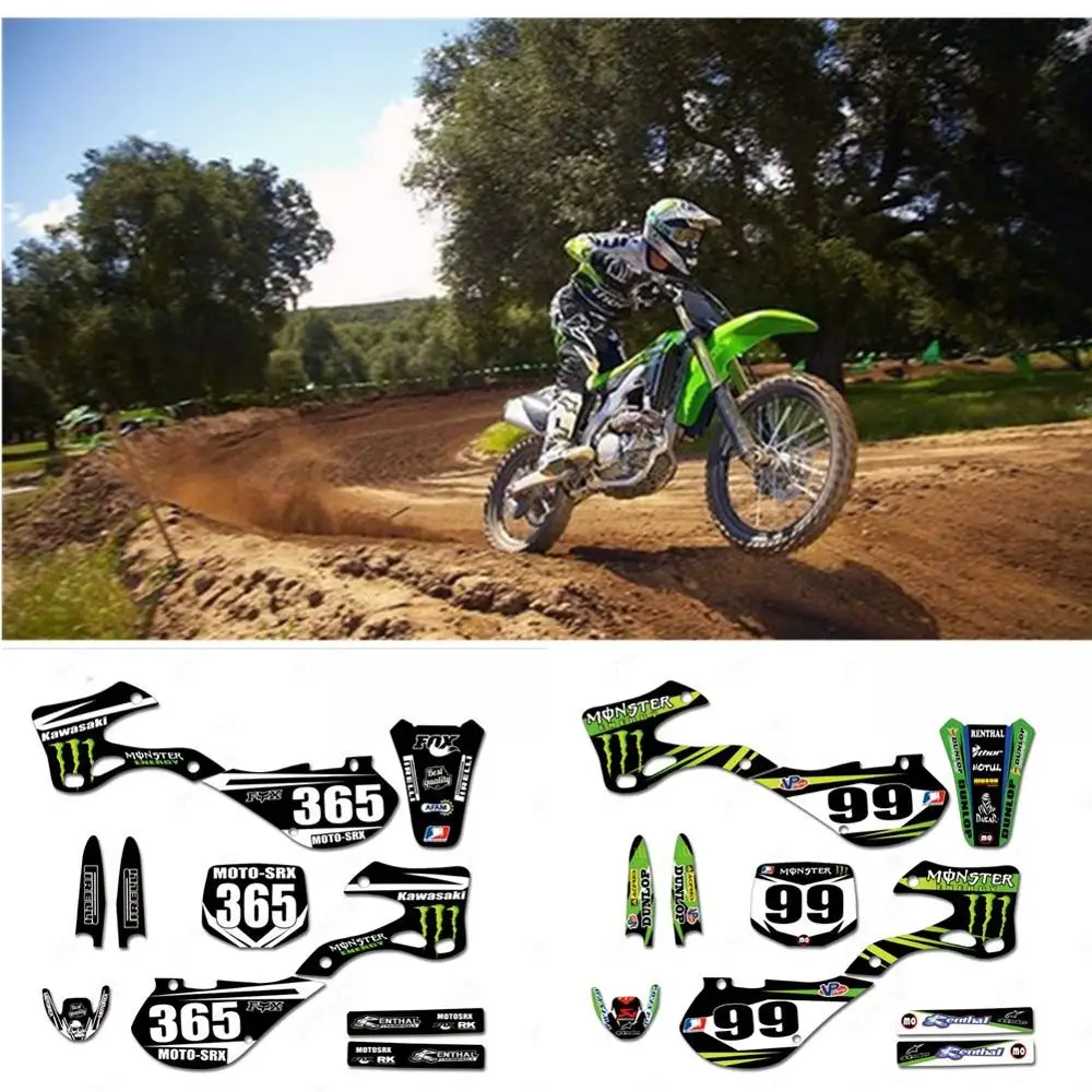 Индивидуальные мотоцикл команда графика и фоны наклейки Наборы для Kawasaki KX125 KX250 1999 2000 2001 2002 KX 125 250