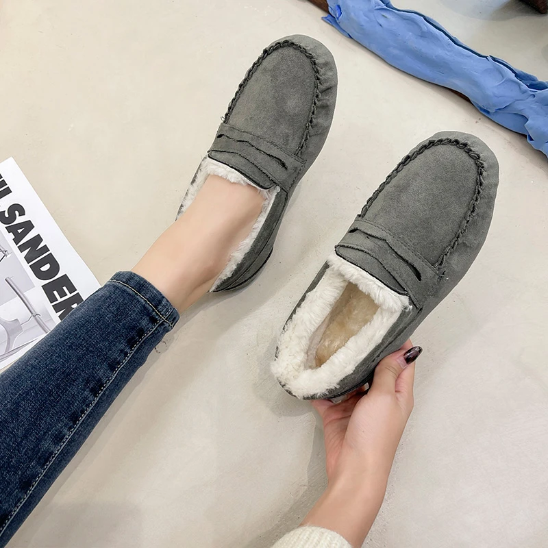 

Женские ботинки с флисовой подкладкой, теплые ботинки на плоской подошве, повседневная обувь, новый стиль, зима 2021