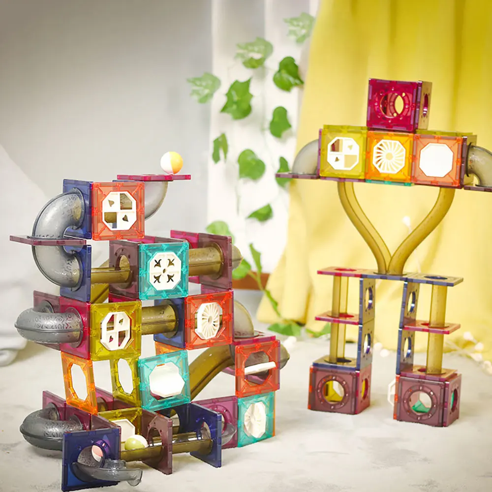 

Children Track Toys Colorful Window Track Magnetic Sliding Blocks Assembling Magnetic Ball Tracks Blocks