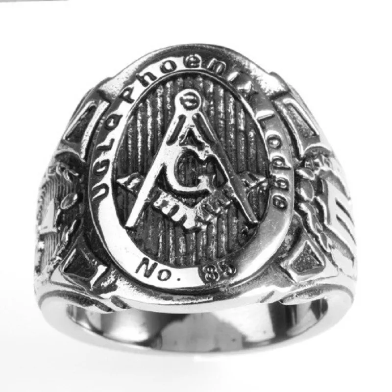 Оптовая продажа модное масонское кольцо из нержавеющей стали серебряного цвета