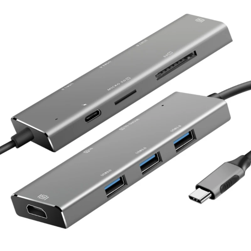 

F19E usb-хаб 3,0 7 в 1 100 Вт PD Dock Splitter с кардридером для Windows,