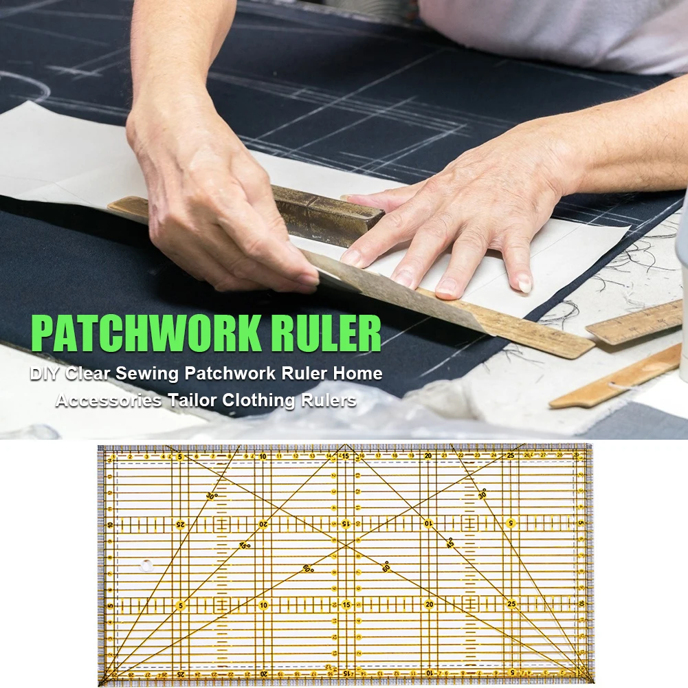 

Transparent Ruler Scale School Supplie Feet Tailor Yardstick Acrylic Patchwork Ruler DIY Sewing Measuring Drawing Ruler