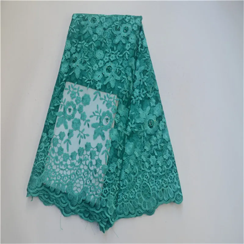 Аквазеленые французские нигерийские кружева ткань высококачественные бусины