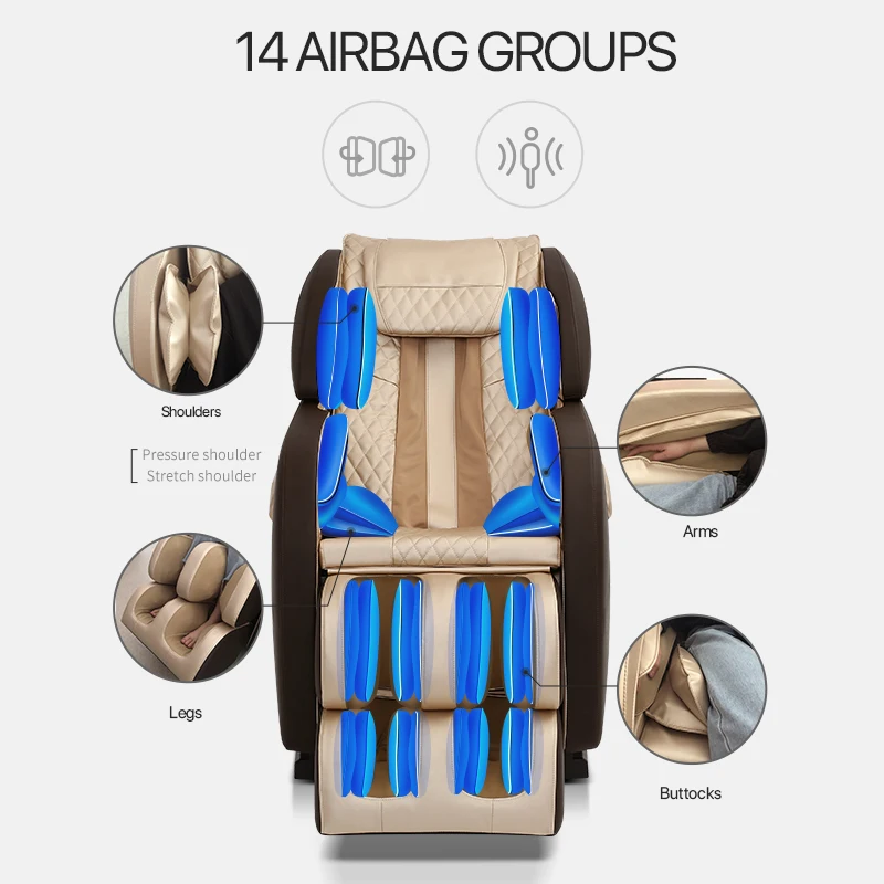 Подогрев музыки Отопление Sl Track Recliner Shiatsu Электрический полный тела ног 4d нулевой