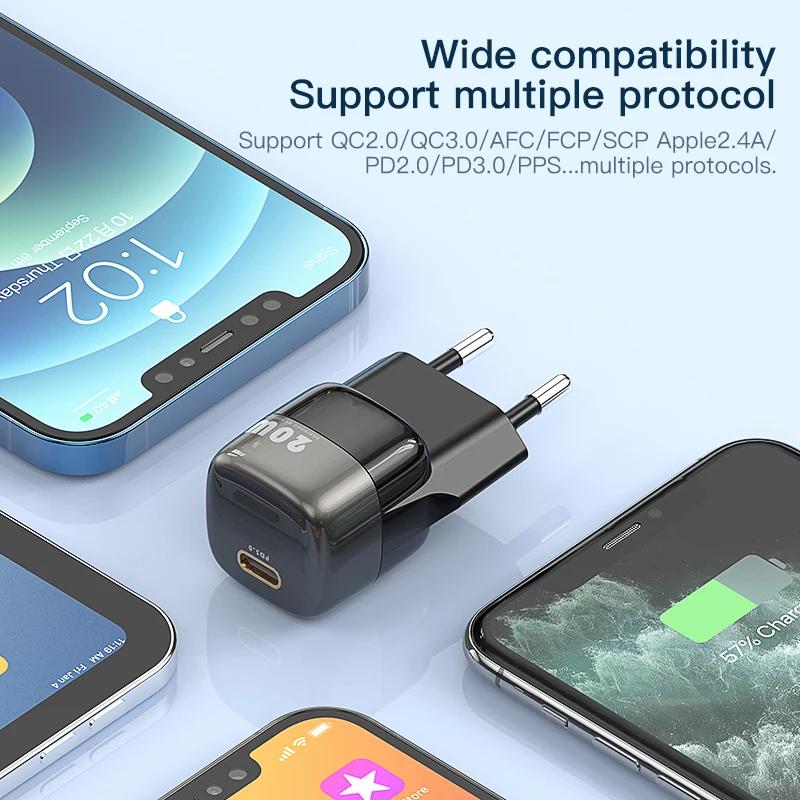 

KUULAA Super Si USB C Charger 20W Support Type C PD Fast Charging Portable Phone Charger For IPhone 12 Pro Max 11 Mini 8 Plus