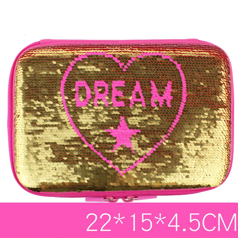 Golden to Pink Кавайный чехол для карандаша для девочек школьный пенал для карандашей милый позолоченный Блестящий пенал для карандашей большой емкости Канцтовары Школьные принадлежности подарок - Цвет: Golden to Pink