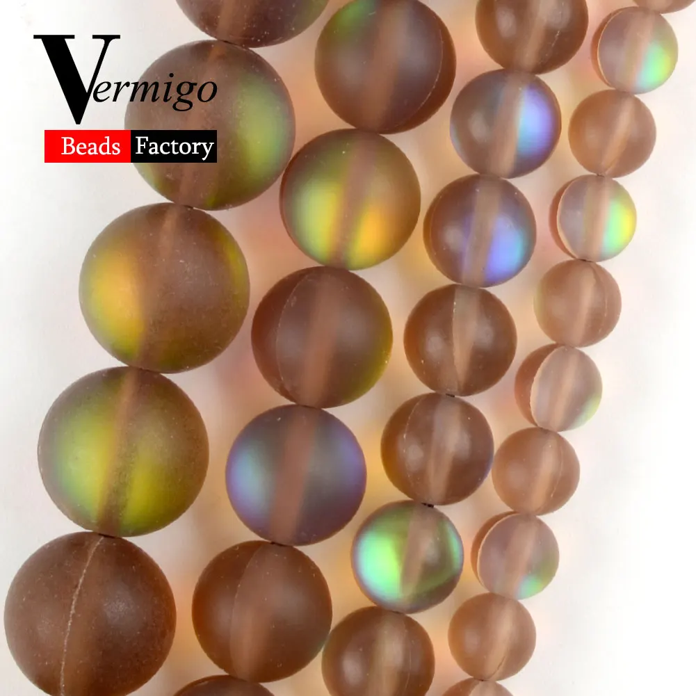 

Натуральный Матовый кофейный Австрийский Хрустальный Камень круглый для изготовления ювелирных изделий 6-12 мм бусины браслет ожерелье акс...