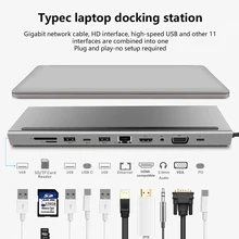 USB C 3.0 Dock MST Dual Screen Dual Display Adapter Hub USB Type C Laptop Docking Station For Lenovo ThinkPad HP Dell XPS