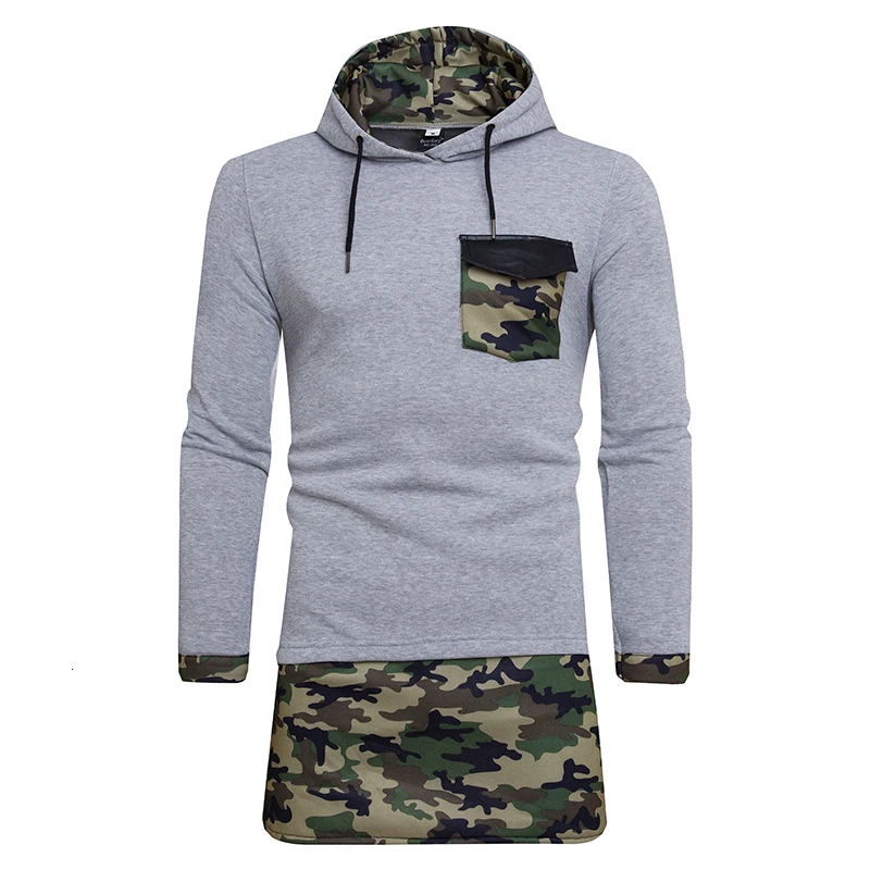 

New Men's Spring And Autumn Hoodie Long Camouflage Matching Color Hoodie
