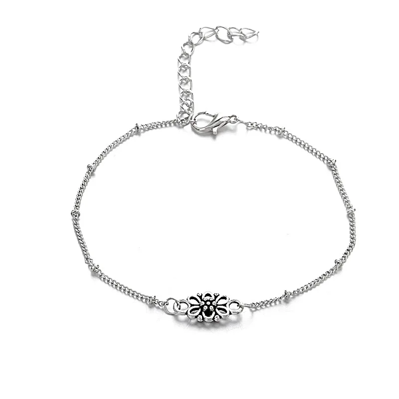 Женские двухслойные ножные браслеты Sindlan пляжные сандалии с цветами и сердечками