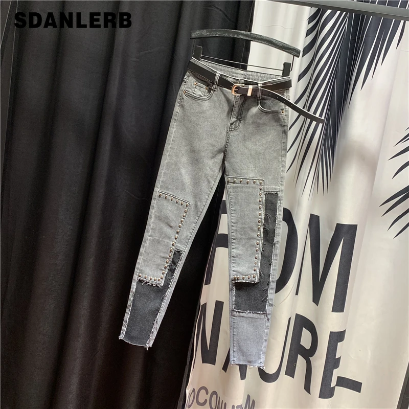 Джинсы для женщин индивидуальная прострочка джинсы с бусинами весна лето 2020