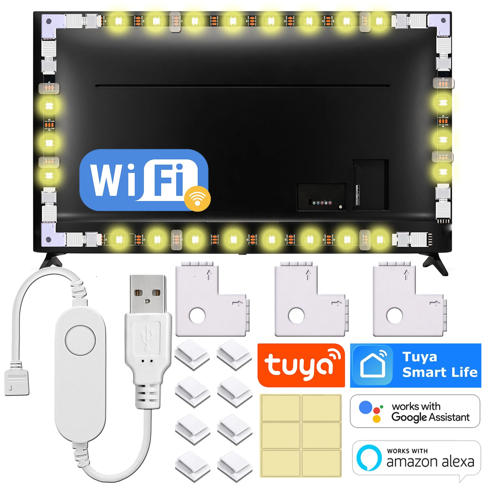 Светодиодная лента Smart Life для телевизора LED полоска с поддержкой Alexa и Google Assistant