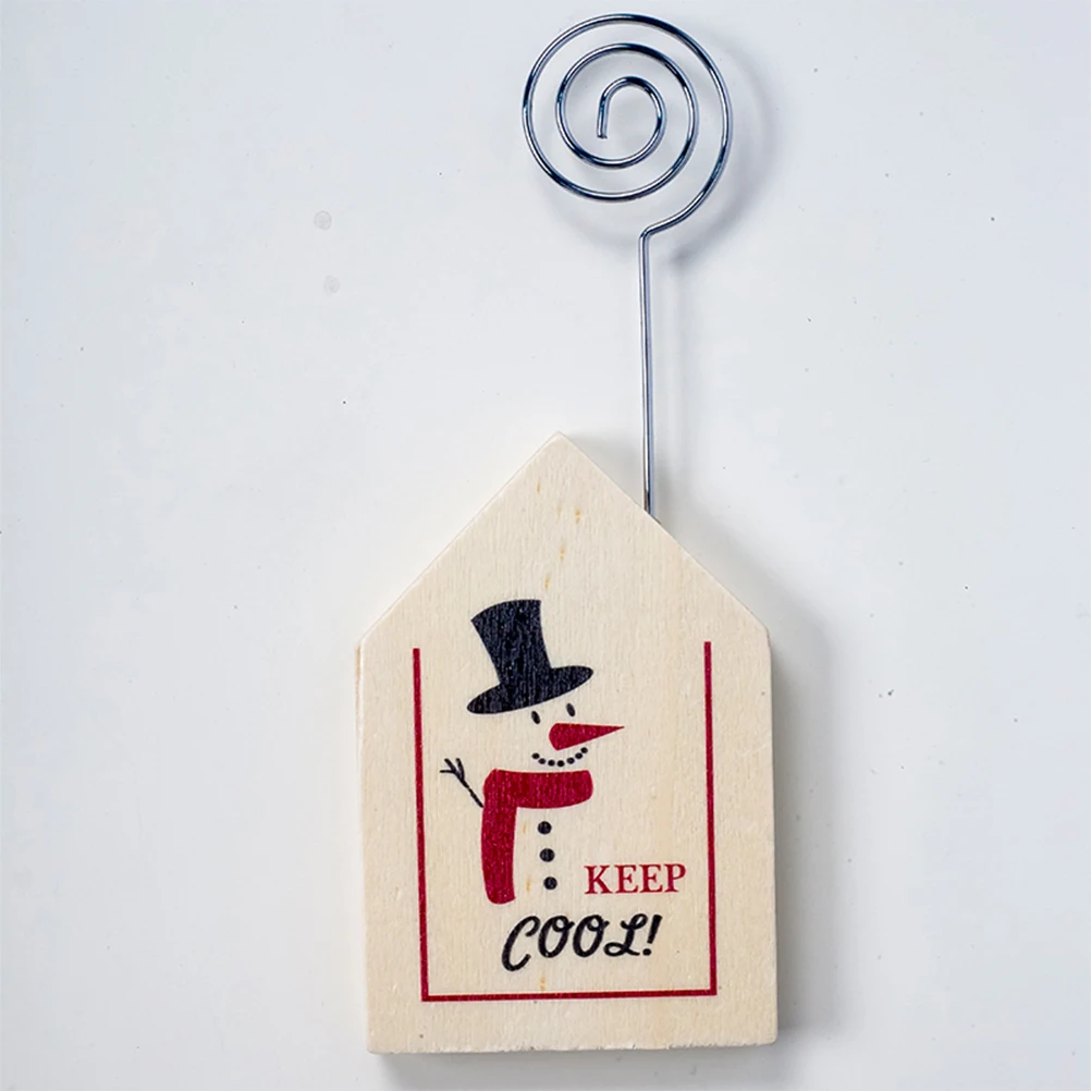 1pc Snow Man Printed Wooden Christmas Card Clips Message Photo Holder Stand Ornament Wood Memo Clip | Дом и сад