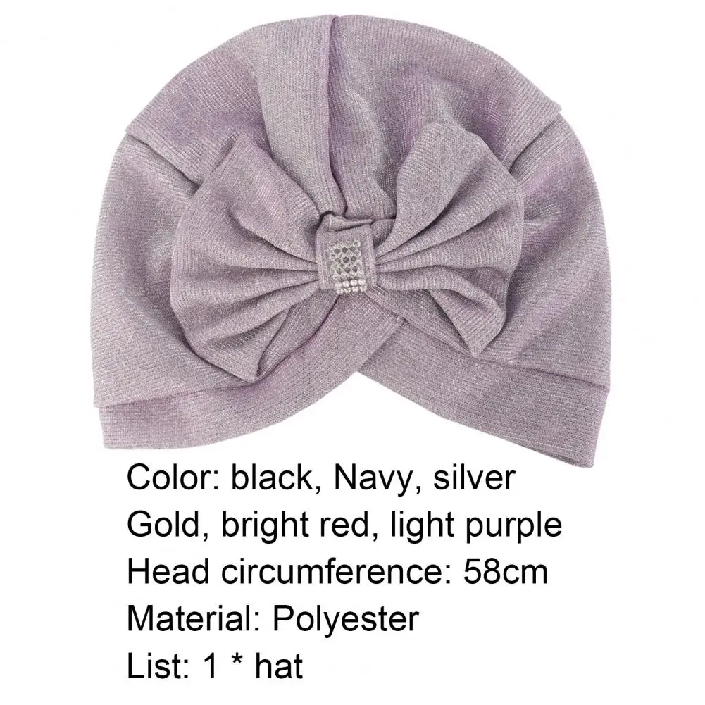 

Turban Cap Bow-knot Shape Colorfast Polyester Stylish Beanie Cap for Home