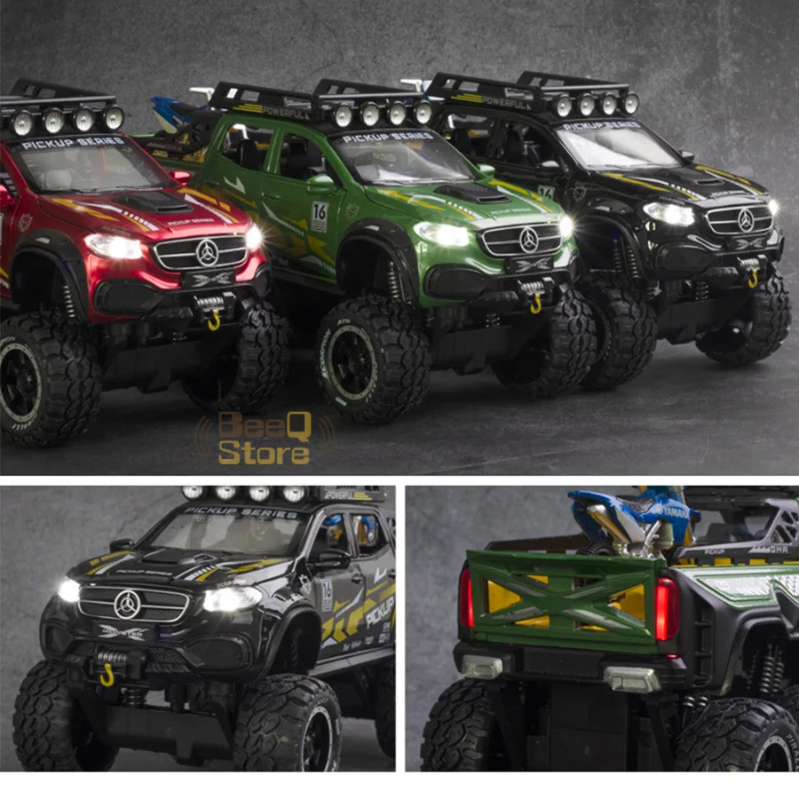 

1:28 Alloy Car X-CALSS EXY 6x6 Pickup Truck off road Diecast Car Model Toys 1/28 Model Sound Light Boy Toy Pull Back Vehicle
