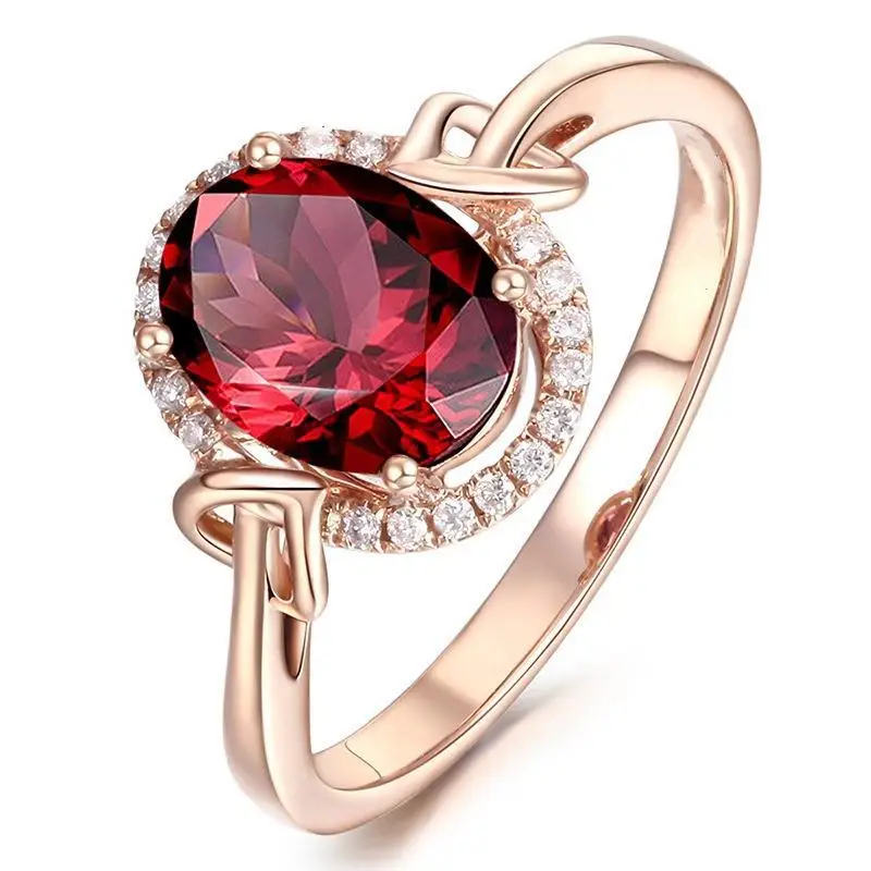 

Popular Ruby Diamond Ring Rose Gold Love Interwoven Red Crystal Proposal Ring