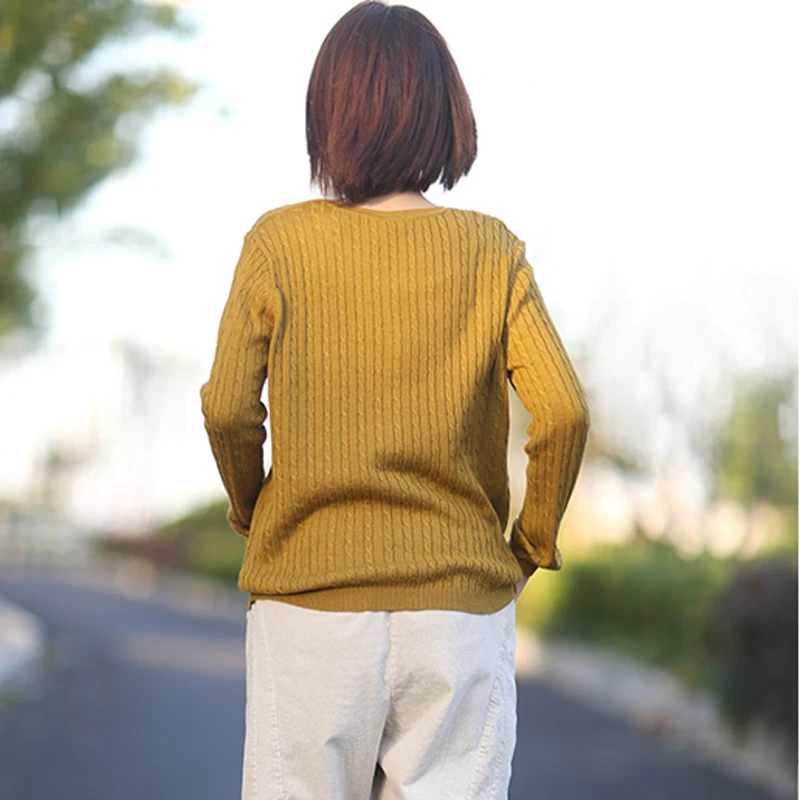 Женский свободный свитер в стиле ретро Johnature универсальный пуловер 8 цветов с