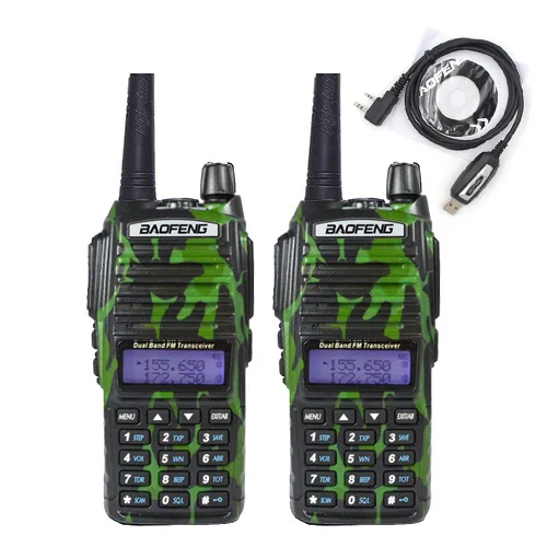 Camo-2pcs-USB 2 шт./лот BaoFeng UV-82 рация 136-174 МГц и 400-520 МГц двухстороннее радио UV82 FM приемопередатчик - Цвет: Camo-2pcs-USB