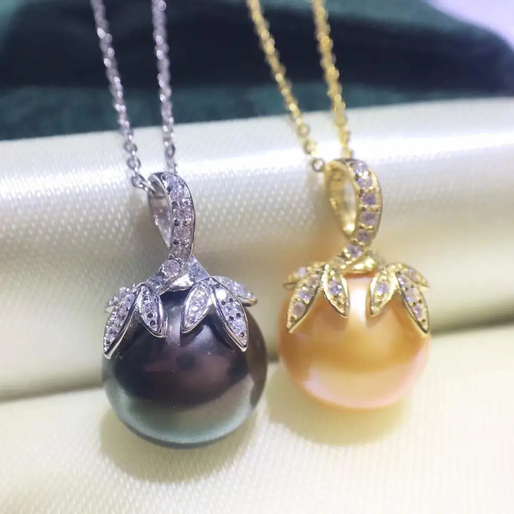 

New Design 925 Sterling Silver Pendant Mounts Pendant Findings Component Jewelry Parts Fittings for Pearl Jade Agate Stones