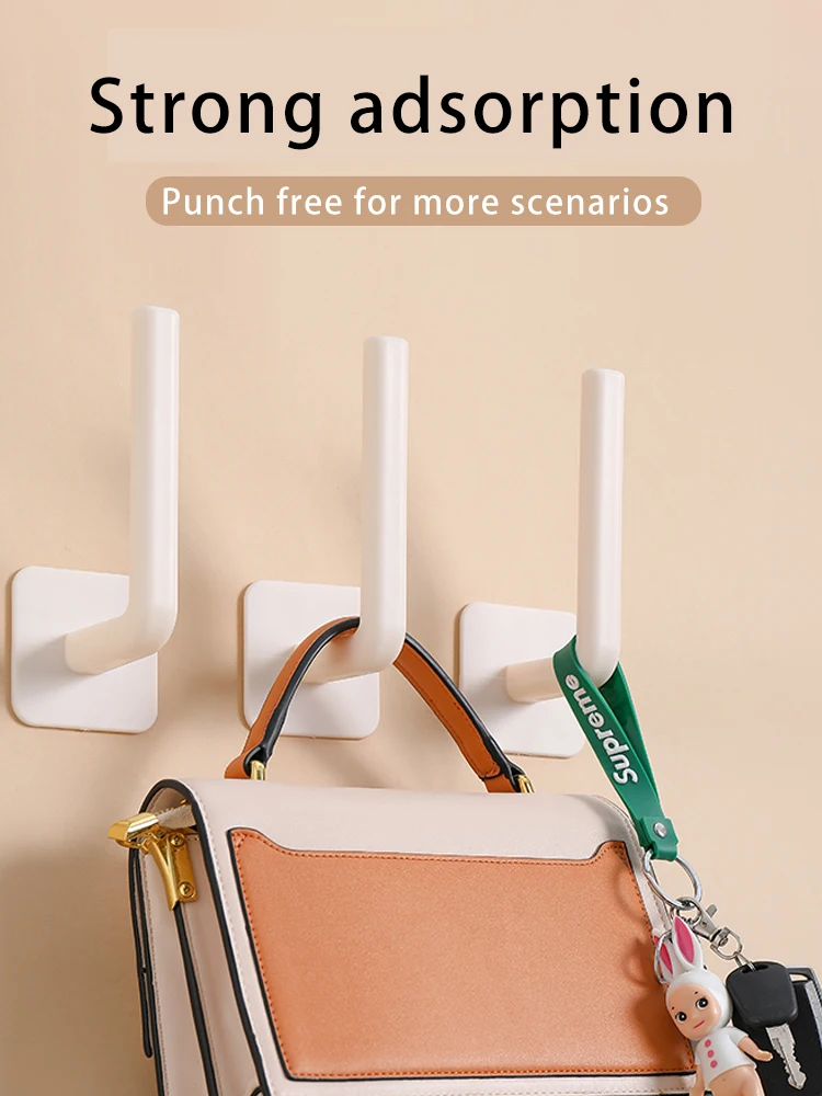 

3pcs/1set Multifunction Hanger Home Kitchen Roll Paper/Cup/Lid Wall-Mounted Storage Rack Punch-Free Wall Hook White