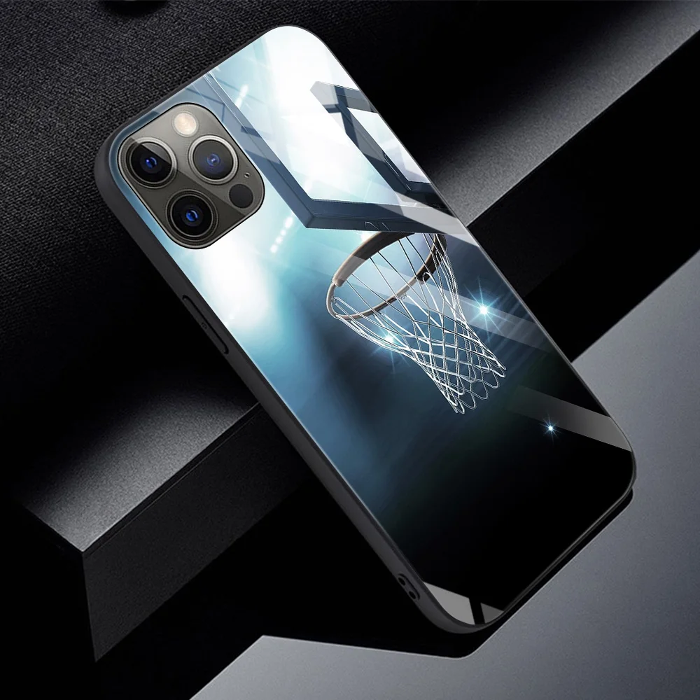 Tempered Glass Phone Case For iPhone 14 13 12 11 Pro Max Shell For iPhone Xs Max XR XS 7 8 6 6S Plus 11Pro Basketball Basket