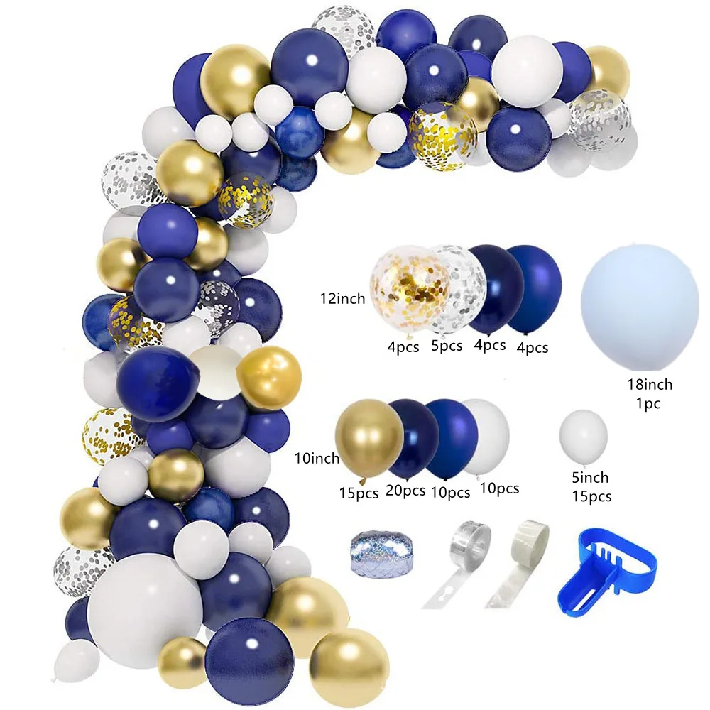 

Adults Birthday Party Supplies Blue Balloon Arch Kit Chrome Silver Ballon Garland Baby Shower Backdrops Globos