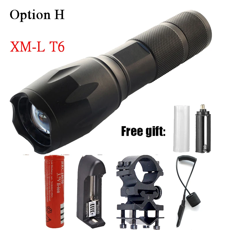 Option H Z20Litwod V5 CREE XM-L T6 светодиодный фонарь, масштабируемый светодиодный фонарь для 2x18650 батарей, алюминиевый светодиодный фонарь для велосипеда, тактический - Испускаемый цвет: Option H