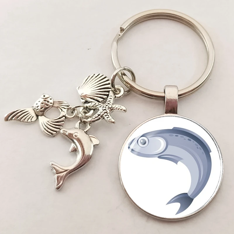 Новый очаровательный брелок-Дельфин с морскими животными моллюсков рыб выпуклое