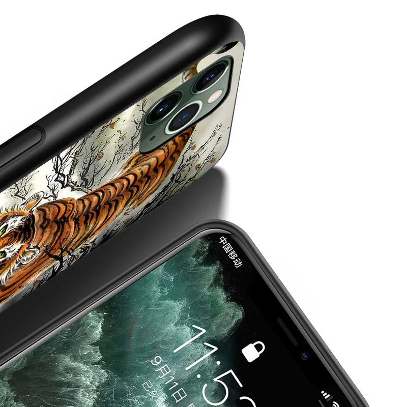 

Cool Tiger King of the forest For iPhone 12 11 XS Pro Max Mini XR X 8 7 6 6S Plus 5 SE 2020 Black Cover Phone Case