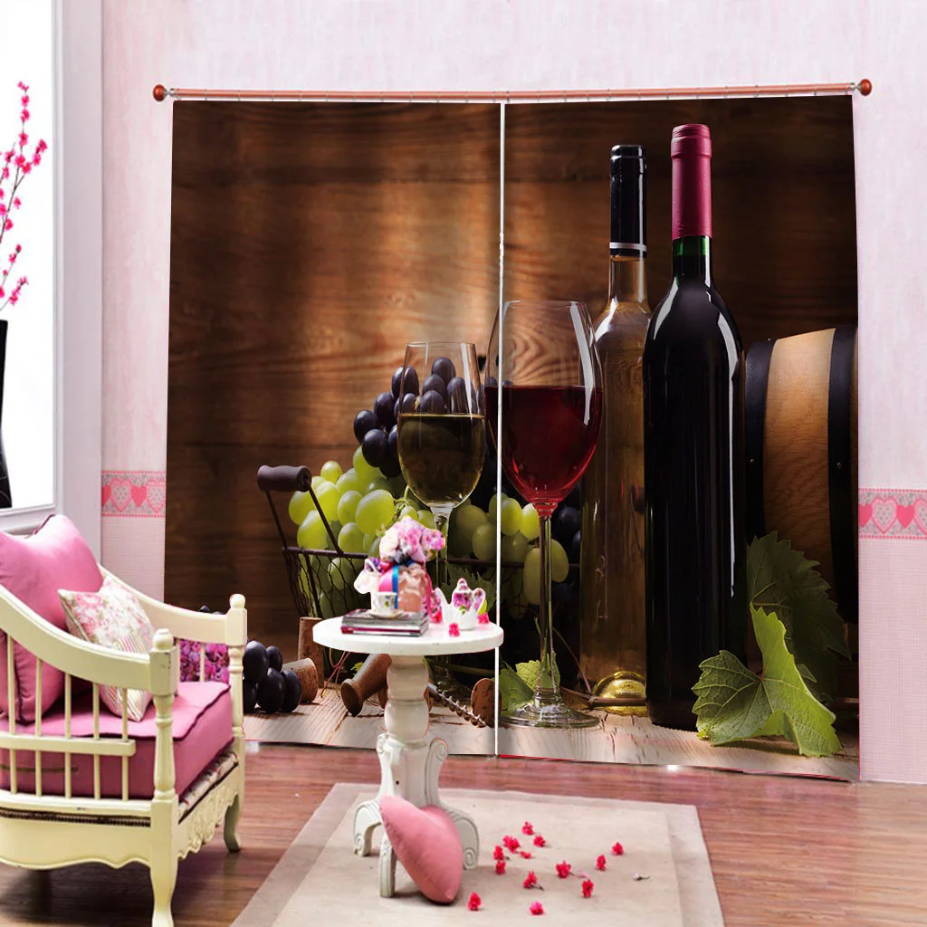 구매 모던 패션 커튼 장식 거실 침실 3D 커튼 블라인드 사진 레드 와인 디자인 Cortinas