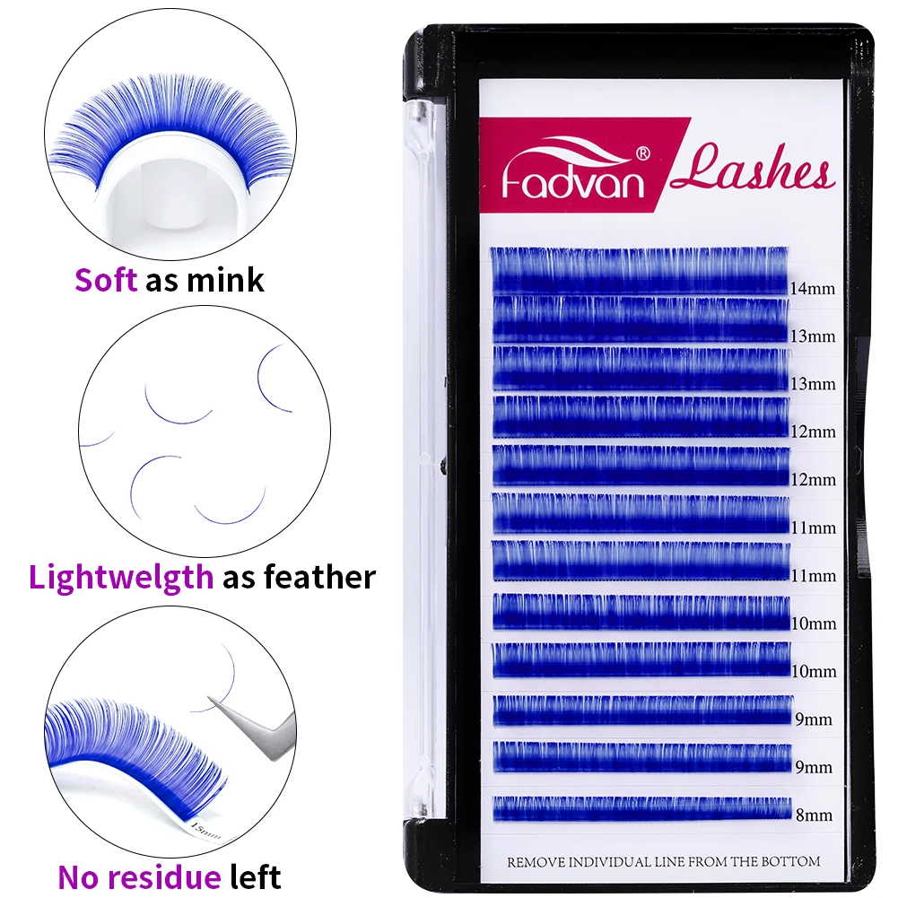 

Ресницы FADVAN, натуральные, голубые, 12 линий, удлинение норки