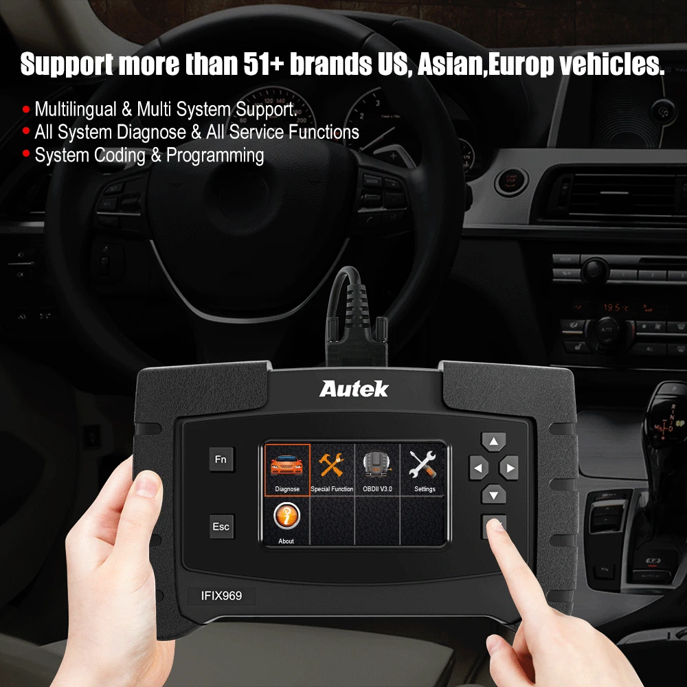 Autek IFIX969 OBD2 сканер профессиональная полная система ABS SRS EPB DPF Сброс считыватель