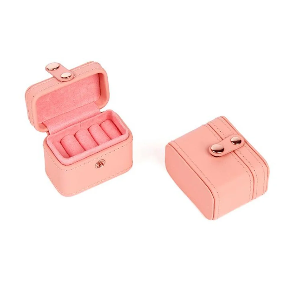 

New Mini Snap Jewelry Box Fashion Pu Ring Box Pair Ring Earring Pendant Box Bangle Storage Box Women Gifts
