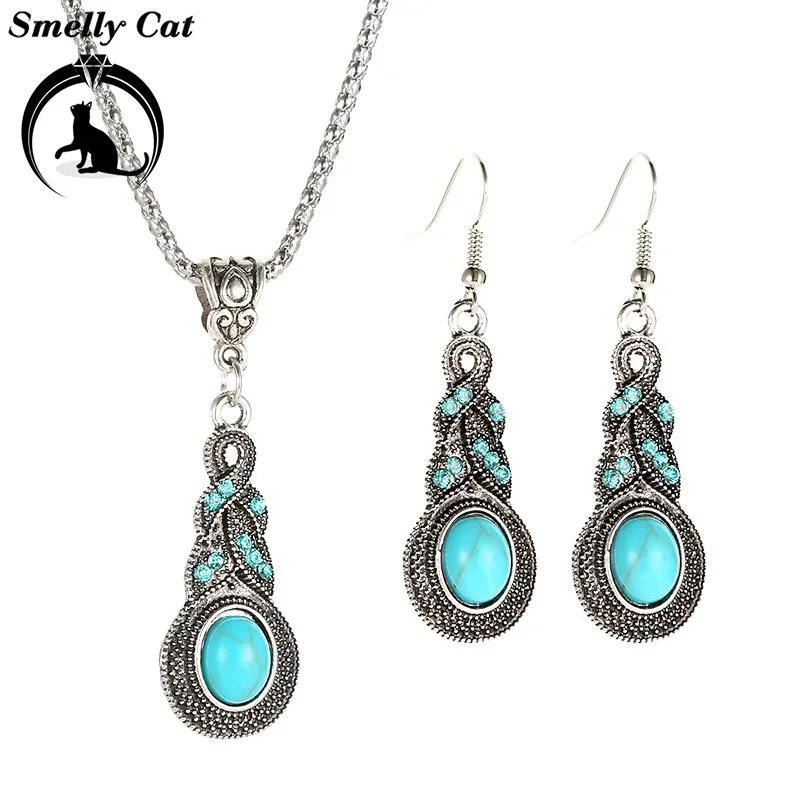 Вонючий кот Новая мода ретро дизайн синий кристалл инкрустированные серьги