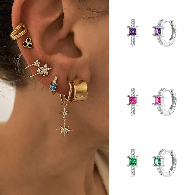 

ISUEVA 18K Gold Filled Cubic Zircon Huggie Earrings Hoop Earrings Women Series 2021 Trend Boucle Oreille Femme Fashion Jewelry