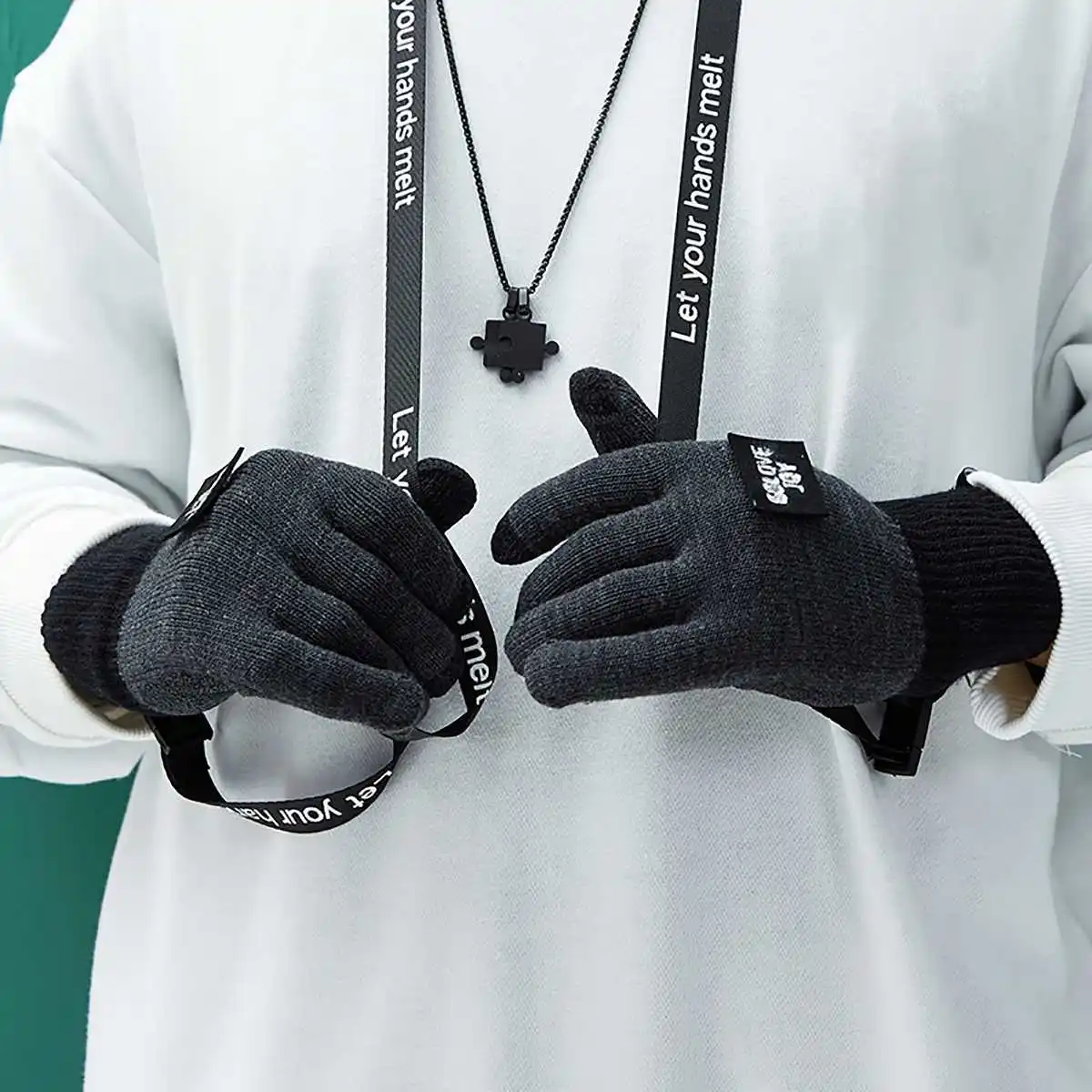 

Outdoor Windproof Thicken Mitten Winter Warm Knitted Gloves Touch Screen Gloves Men Women Guantes Driving Riding