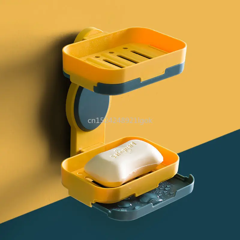 

Perforation-free Wall-mounted Soap Box In The Bathroom Nordic Creative Double-layer Draining Thickened Soap Holder BathroomShelf