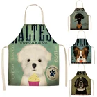 Модный минималистичный фартук с милым мультяшным рисунком собаки, льняной хлопковый фартук для домашнего приготовления пищи, нагрудник для талии, чистящие инструменты