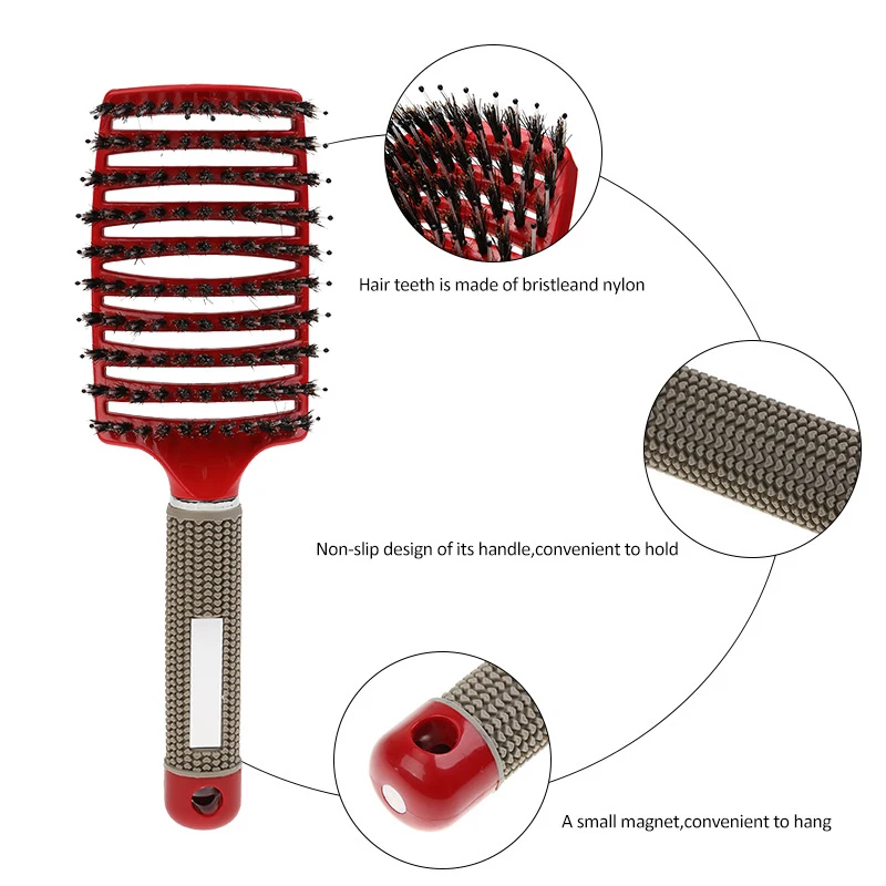 

Hair Brush Anti Hair Knot Scalp Massage Bristle&nylon Comb Women Salon Professional Wet Curly Detangle Hairdressing Styling Tool