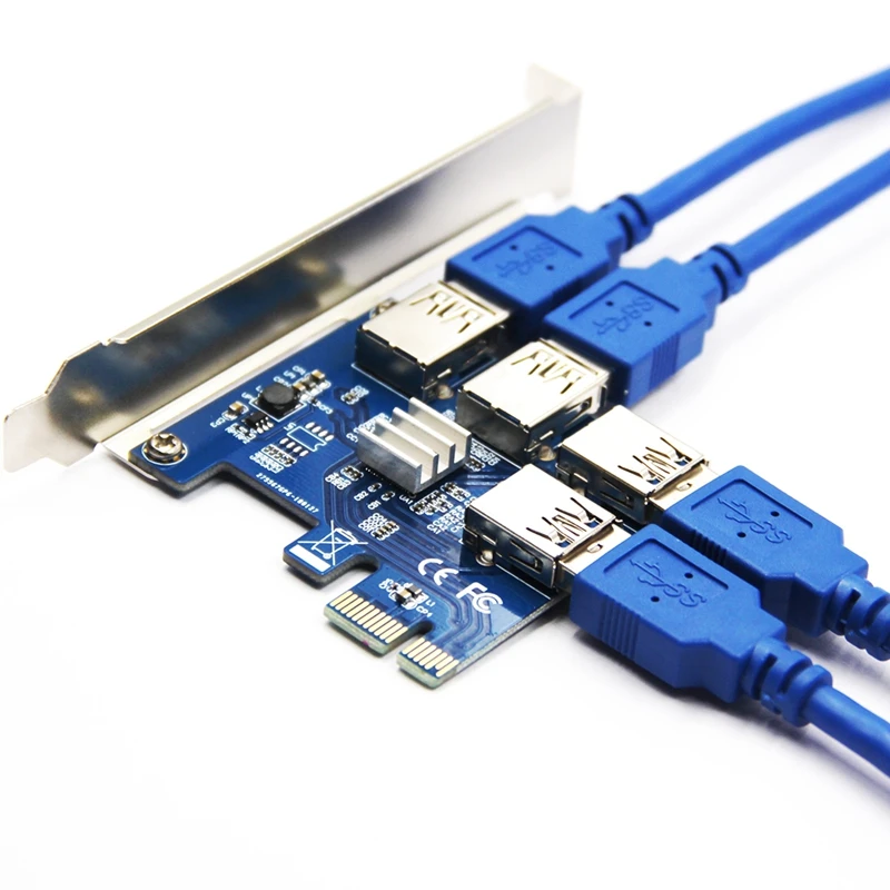 PCI E адаптер 1 к 4 X1 X16 карта расширения USB 3 0 концентратор для майнинга биткоинов