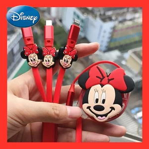 disney mickey mouse minnie three in one data cable fast charge android typec huawei oppovivo apple car multi function data cable free global shipping