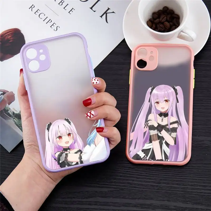 

Uruha Rushia Hololive Girl Phone Case For iPhone 13 12 11 Mini Pro XR XS Max 7 8 Plus X Matte transparent Purple Back Cover