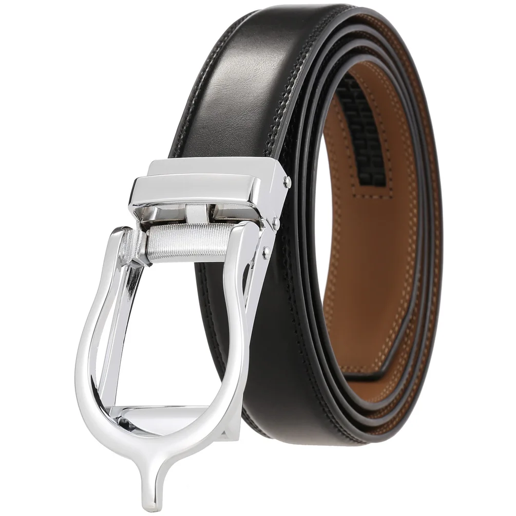 

3.1cm High Quality Click Men Belt Automatic Buckle Genuine Leather Cowhide Jeans Accessories Belts Youth Waistband G33-23429-2