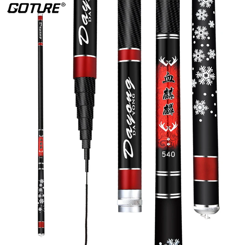 Goture 2/8 Power Carp Fishing Rod Hand Pole 3.6m-7.2m Telescopic Carbon Fiber Super Hard tenkara Fly | Спорт и развлечения