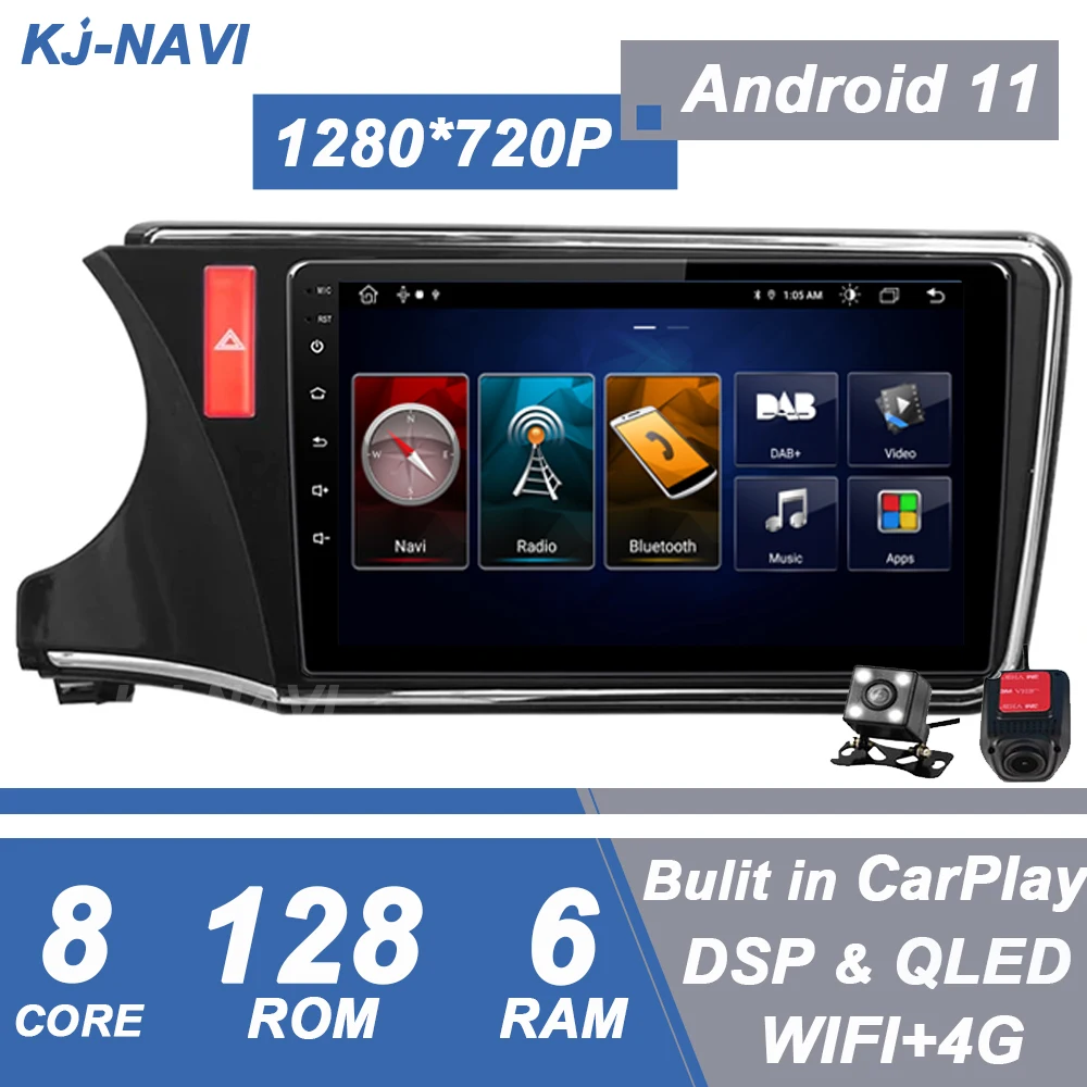 

Для HONDA CITY 2014-2018 мультимедийный видеоплеер навигация Android 11 Авто стерео WIFI 8 + 128G 8-ядерный процессор BT Автомагнитола DSP RDS