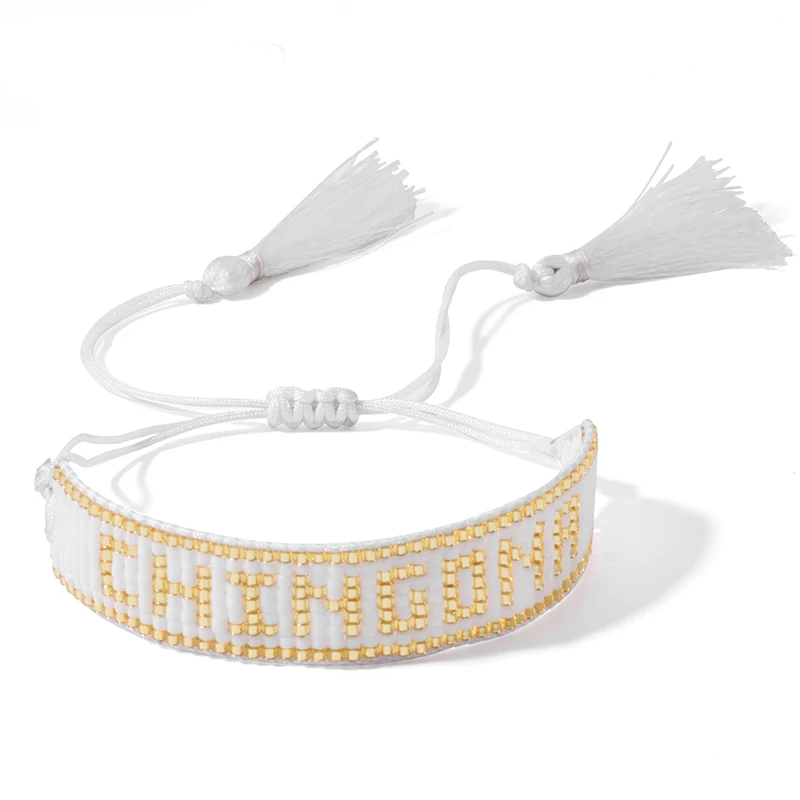 

YAUKIA Miyuki Beads Bracelet Letter Tassel Pendant Women Handmade Woven Bileklik Female 2021 New Friendship Gift Jewelry
